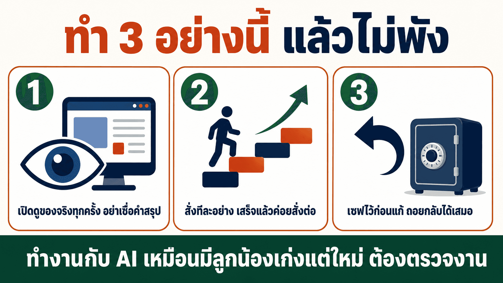 AI พลาดได้ ต้องตรวจทุกครั้ง — สไลด์ 3